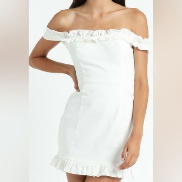 Showpo White Off the Shoulder Sleeveless Sheath Dress - Picture 1 of 9
